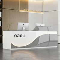 Modern Reception Desk Varnished Surface Ed Finish High Gloss Reception Sturdy Salon Front Desk Storage Stability Suitable for Spa Sales Center Corporate Setting Retail Store