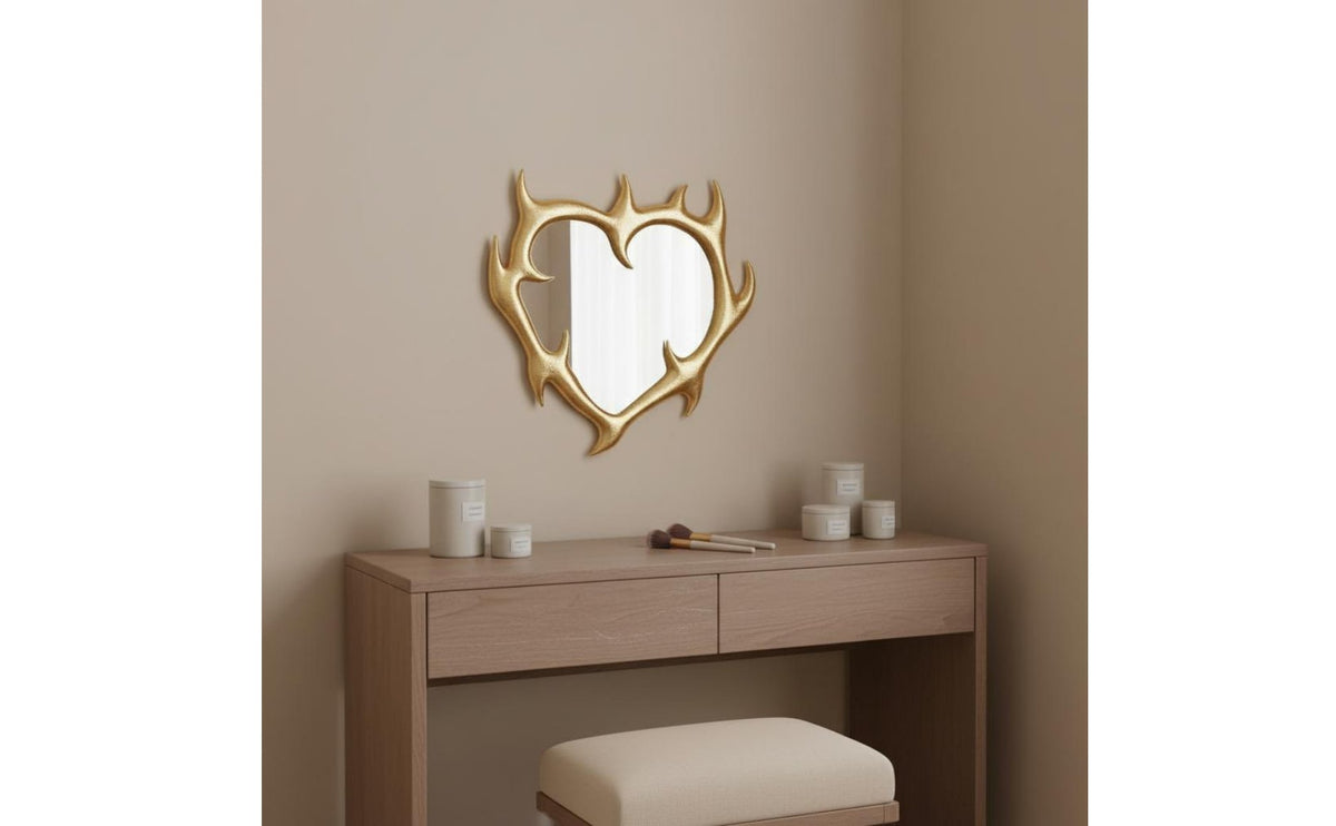 Branch-Like Frame Mirror Light Luxury Style Ornate Wall Mirror Effortless Room Decorative Home Decor for Vanity Table, Photo Shoots