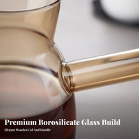 Heat Resistant Side Handle Glass Coffee Pot Transparent Design Turkish Design Coffee Server Multifunctional for Adults, Cafe, Kitchen