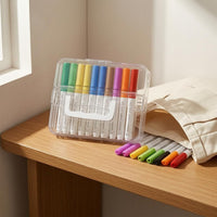 12 Pieces Carrying Handle Direct-Liquid Acrylic Markers Color Card Soft-Tip Acrylic Markers Bright Colors Paint Pen Set Organized Storage