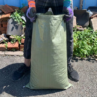 Gray-Green Woven Polypropylene Debris Sacks for 50kg Load, Reusable Garden Bags for Soil and Sand, Thin Grade Open-Top Construction Waste Bag