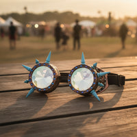Pointed Steampunk Goggles Gothic Goggles with Spikes Mirrored Eyewear Vintage for Festivals, Photo Shoots