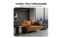 Retro Design Brown Tufted Couch Central-Century Modern Design Sofa Long-Lasting Construction Home Furniture Easy to Clean for Apartment Dwellers, Homeowners, Office Managers, Living Room, Lounge Area, Bedroom