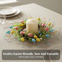 Easter Egg Candle Loop Colorful Eggs Easter Egg Candle Wreath Realistic Flowers Floral Napkin Loop for Party Planners, Wedding
