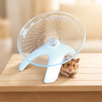 Silent Hamster Wheel and 18cm Hamster Wheel, Syrian Hamster Accessories for Dwarf Breeds, Flying Saucer Spinner with Stand-Alone Base
