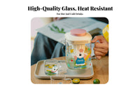 Glass Pitcher with Lid Heat Resistant Glass Infuser Pitcher with Lid Large Capacity Hot Cold Beverage Carafe for Families, Kids, Summer, Party