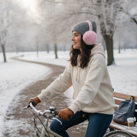 Winter Plush Earmuffs with Lace Trim for Cycling and Cold Weather