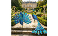 Metal Peacock Statue Weather-Resistant Avian Garden Sculpture Statue Colorful Outdoor Decor for Balcony