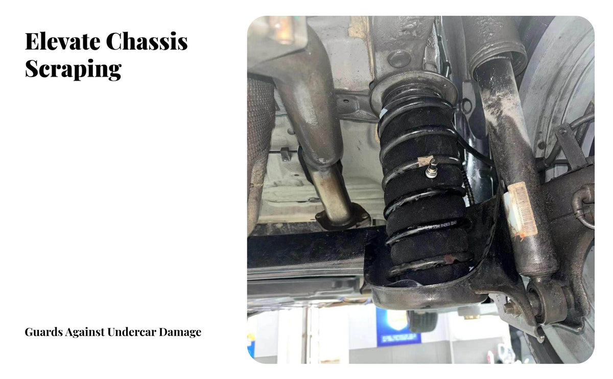 Adjustable Height Car Coil Increases Load Capacity Shock System Lift Protects Chassis Shock Absorber Bag Noise Reduction for DIY Mechanics, Auto Enthusiasts, Drivers, Transport Ing Loads, Away from Pavement-Road, Daily Driving, Garage