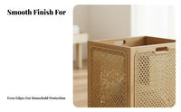 Wheeled Rattandesign Hamper Breathable Laundry Accessory Multifunctional