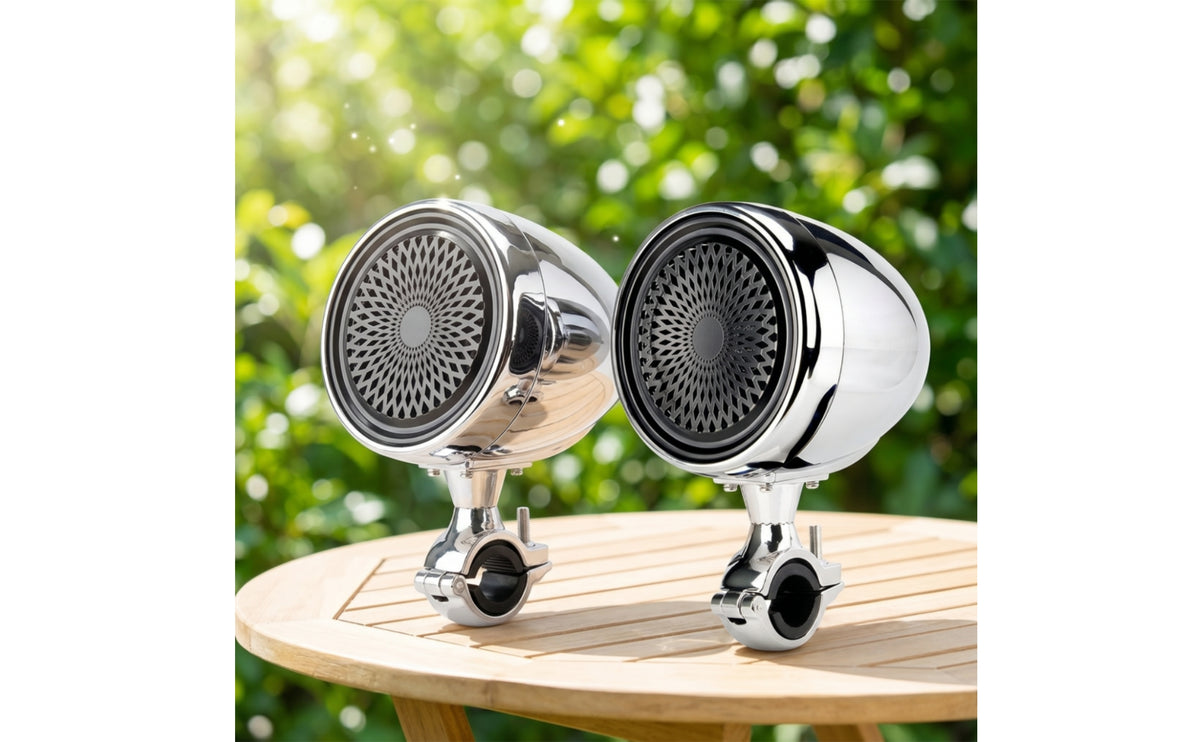 twoChannel Motorcycle Speaker with Wired Controller Control Full Range Motorcycle Audio System with Volume Control Compact Stereo Main Unit Wireless for Atvs