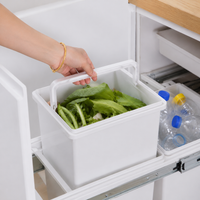 Trash Bin, Sorting, Drawer Type, Set of 2 x10L, Under Sink Storage, With Slide Rails, Plastic, White