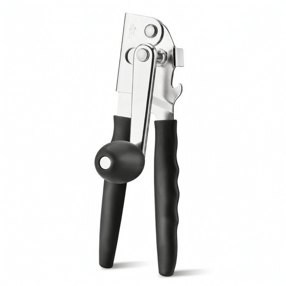 Stainless Steel Can Opener with Turn Knob and Bottle Opener Compact Kitchen Tool Heavy Duty for Camping, Dorm Rooms
