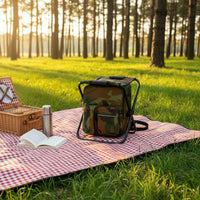 Backpack Chiller Stool Foldable Design Backpack Chiller Chair Versatile Multifunctional Insulated Fishing Stool for Campers, Anglers, Picnics, Beach
