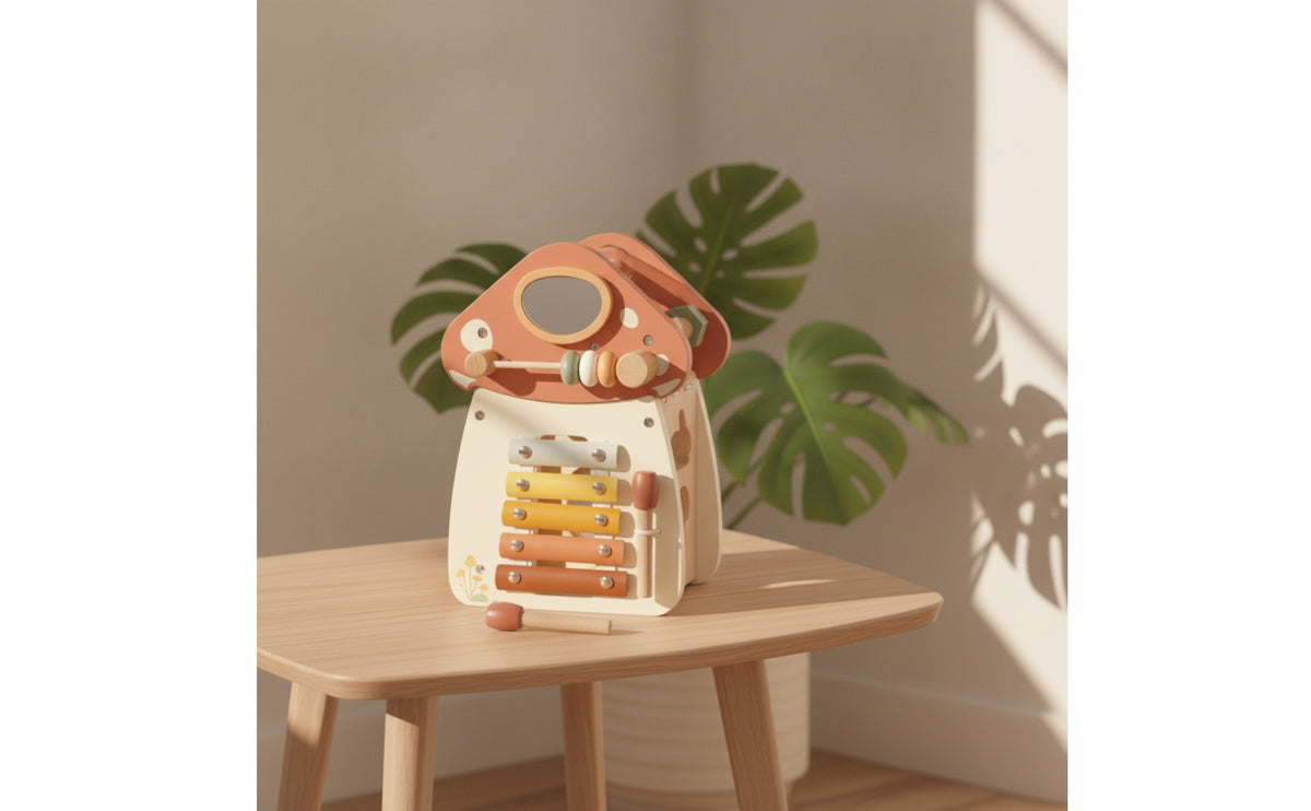 Fungus Activity Toy Wooden Toy with Mallet Shape Sorter Child-Centered Early Learning for Toddlers, Playroom, Kindergarten