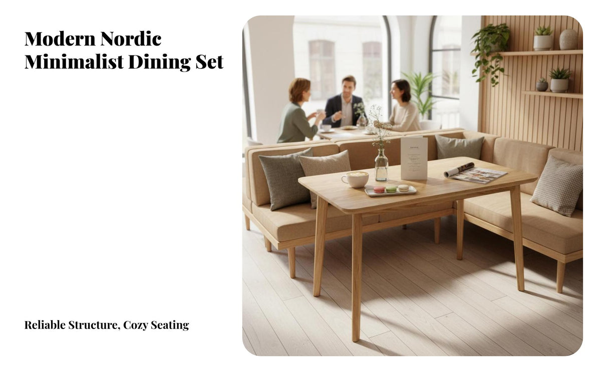 Restaurant Table and Chair Set Modern Design Dining Booth Seating Space Saving Upholstered Restaurant Booth for Milk Tea Shop, Morning Corner, Kitchen
