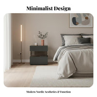 Minimalist Design Suspended-Top Bedside Cabinet Floating Illusion Design Nightstand Space-Saving Bedroom Furniture Ample Storage for Apartment Dwellers, Homeowners, Students, Small Areas, Dorm Room, Office