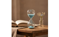 Decorative Glass Hourglass Tabletop Hourglass with Glitter Sand Glittery Sandglass Clear for Desk, Shelf, Bedside Table