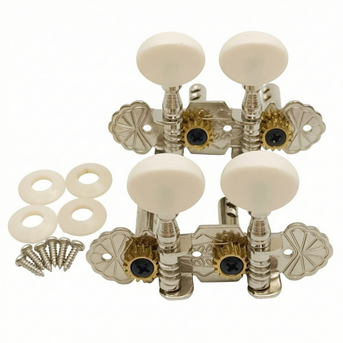 Tuning Machine Set with Screws Floral String Instrument Tuning Pegs Exposed Gear Tuner for Luthier