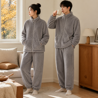 Unisex Plush Fleece Pajama Set for Winter - Thickened Warm Loungewear