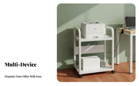 Mobile Printer Stand Lockable Casters Multi-Level Rolling Cart for Small Spaces