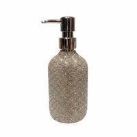 Glittering Rhinestone Pump Bottle Decorative Crystal Bottle Dispenser Refillable Glitter Soap Dispenser for Vanity