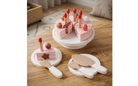 Sliceable Wooden Birthday Cake Imaginative Wooden Cake Toy Colorful Pretend Food Child-Centered for Toddlers, Preschoolers, Kids, Tea Party, Daycare