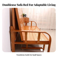 Space-Saving Extendable Slat Lounger Multi-Functional Sofa Bed Easy to Operate Convertible Couch Sturdy Structure for Apartment Dwellers, Guest Hosts, Homeowners, Small Areas, Balcony, Living Room, Home Office