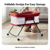Multi-Functional Portable Rocking Bassinet Breathable Mesh Sides 3-in-1 Bedside Bassinet Adjustable Baby Cradle for Newborns, Infants, Parents, Travel, Bedroom, Indoors, Living Room