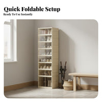Large Capacity Foldable Shoe Cabinet Sturdy Construction Stackable Shoe Organizer Ventilated Design Clear Door Storage Cabinet for Entryway, Closet, Bedroom, Living Room