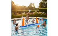 Inflatable Volleyball Net and Basketball Hoop Portable Inflatable Volleyball and Basketball Set Aquatic Sports Combination Set for Family, Outdoor