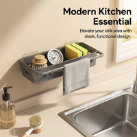 Bathroom Sink Organizer, Freestanding Draining Racks for Kitchen, No Drill Countertop Basket for Home Cooks, Versatile & Sponge Holder