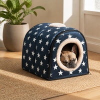 All-Season Enclosed Pet House for Cats and Small Dogs, Indoor Villa Style Pet Bed