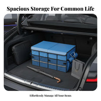 Foldable Design Collapsible Storage Bin Large Capacity Collapsible Caron-the-Go Container Anti-Slip Bottom Trunk Organizer Adjustable Compartments for Car Owners, Travelers, Families, Vehicle Interior, Long-Distance Travels, Grocery Shopping, Camping