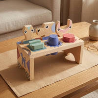 Wooden Pounding Bench Solid Construction Sorting Bench Develops Fine Motor Skills Wooden Learning Toy for Young Children