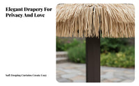Thatched Roof Gazebo Rainproof Four-Corner Sun Cover Rustic Design Square Patio Canopy for Event Planners, Business Owners, Courtyard, Backyard, Deck