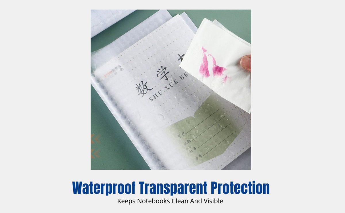 Waterproof Transparent Notebook Cover with Name Label for Schoolwork