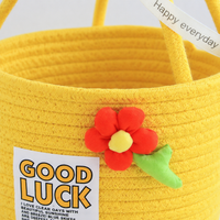 Woven Basket with Woven Handle Fibre Rope Storage Baskets, Decorative Yellow Nursery Basket for Baby Gifts