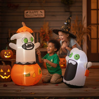 Inflatable Inflatable Pumpkin with Ghosts Self-Inflating Ghost with Pumpkin and Hat Bright Ghost with Hat Easy to Store for Yard