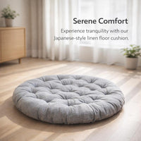 Thick Floor Cushion Linen, Breathable Floor Pillow for Meditation, Soft Floor Cushion for Living Room, Thick Tufted Floor Cushion