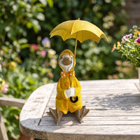 Resin Duck Figurine with Umbrella Whimsical Duck Figurine with Raincoat Cute Decoration Hand-Painted for Collectors