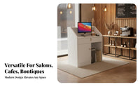 Space-Saving Shop Front Desk Versatile Modern Front Desk Sturdy Construction Modern Reception Table Easy Assembly for Shop Owners, Receptionists, Salon Employees, Boutique, Office, Lobby