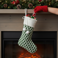 Christmas Plush Diamond/Snowflake Stocking for Fireplace & Window Decor