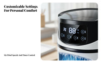 Cools & Humidifies Portable Air Cooler 3-in-1 Function Air Cooler Humidifier 6 Speed Settings for Office Workers, Students, Dorm Room