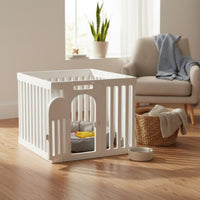 Unrestricted Combination Small Dog Kennel Fence Optional Roof Cover Indoor Dog Fence with Door Easy Assembly Modular Puppy Playpen for Young Dogs, Living Room