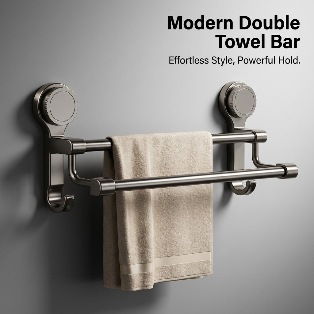 Sink Towel Bar, Carbon Steel No Drill Rack for Bathroom, Rust-Resistant Apartment Storage with 180° Rotation & Strong Suction, Secure Anti-Slip Design