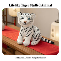 Tiger Stuffed Toy Soft and Cuddly Stuffed Tiger Cub Great Gift Lifelike Animal Stuffed for Young Children, Teenagers, Fun Time, Playroom, Rest Time
