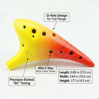 12 Hole Alto Musical Instrument Gift for Adults, Beginners Professional Ocarina Flute, Beautiful Sound Wind Instrument, Portable Size, Fresh Yellow