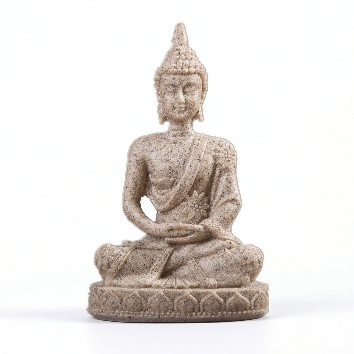 Seated Buddha Figurine Zen Seated Buddha Statue with Headdress Meditation Feng Shui for Shelf, Desk