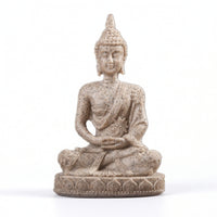Seated Buddha Figurine Zen Seated Buddha Statue with Headdress Meditation Feng Shui for Shelf, Desk